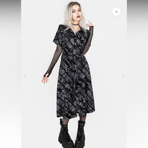 US 12 UK 16 Cartomancy Midi Shirt Dress